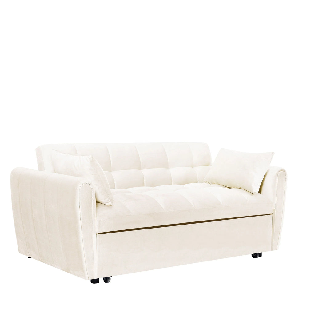 64.96 Velvet 3-in-1 Convertible Sofa Bed with Adjustable Back, Storage Pocket, and 500lb Weight Capacity