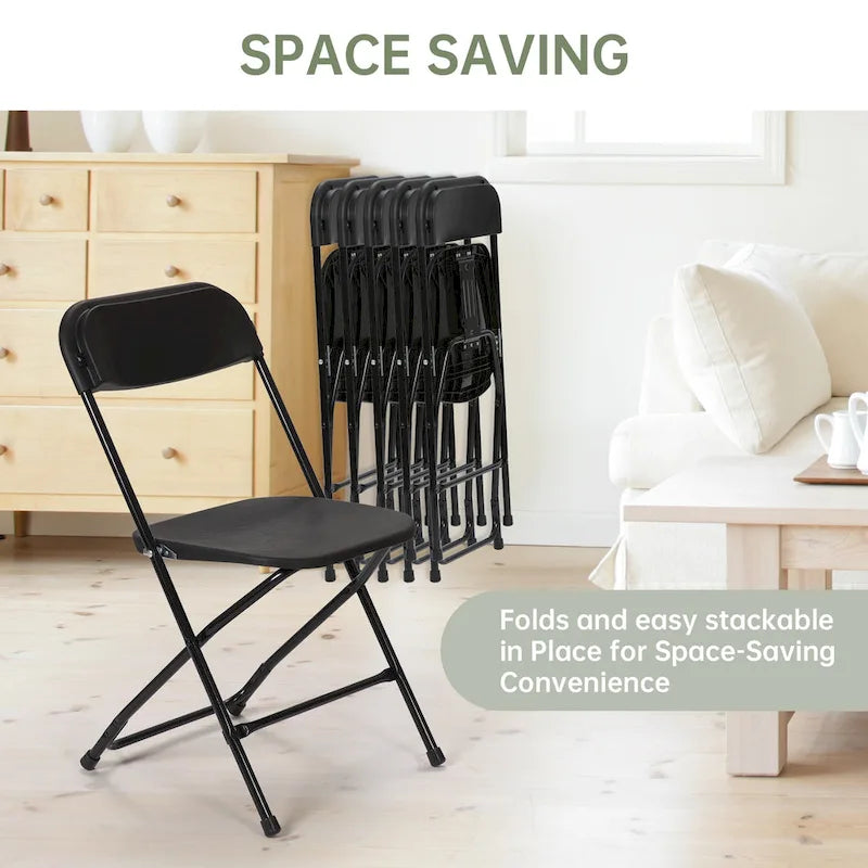 10 Pack Plastic Folding Chair 350lb. Capacity for Events Office Wedding Party Picnic Kitchen Dining