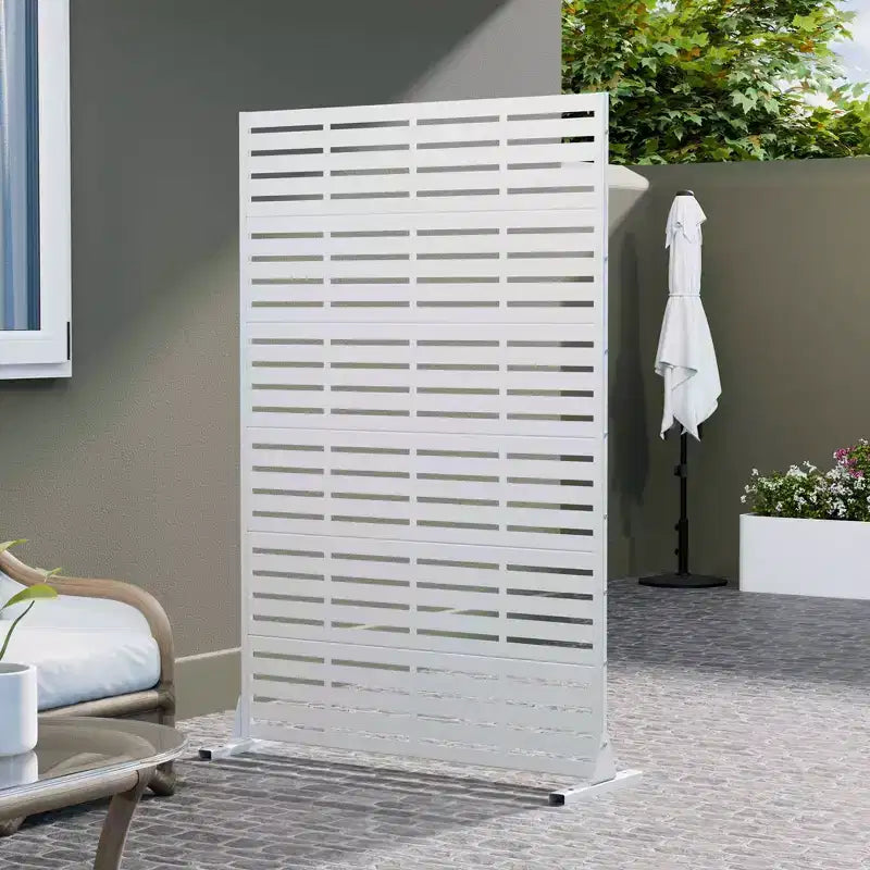 MAYEERTY 72x47 White Outdoor Natural Privacy Panel Screen, 6 Piece Set Natural Folding Divider for Backyard and Garden
