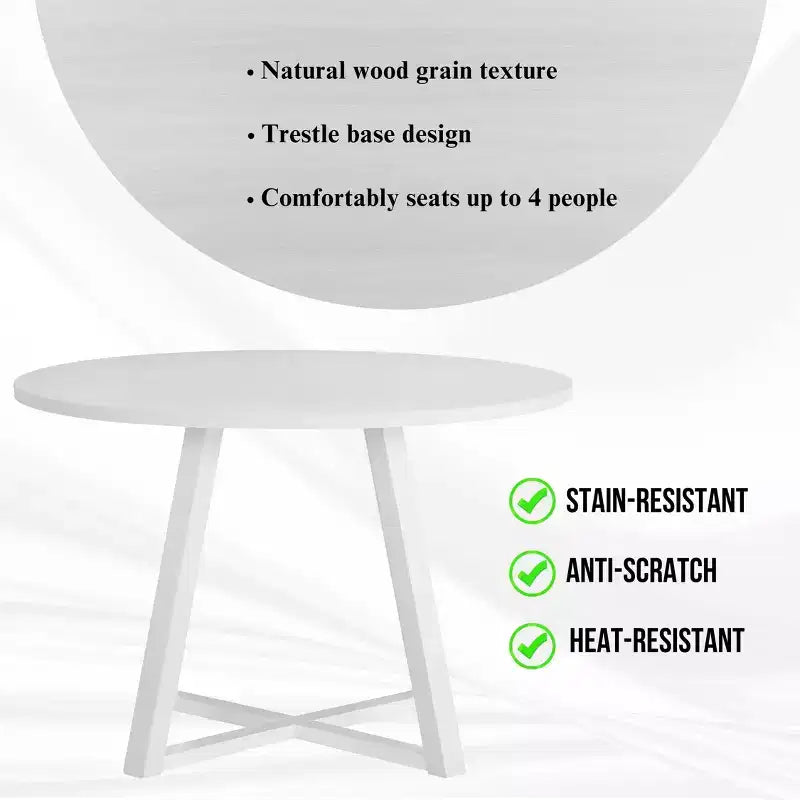 Roundhill Furniture Evatt 5-Piece Round Dining Set, Wood Round Table with 4 Chairs