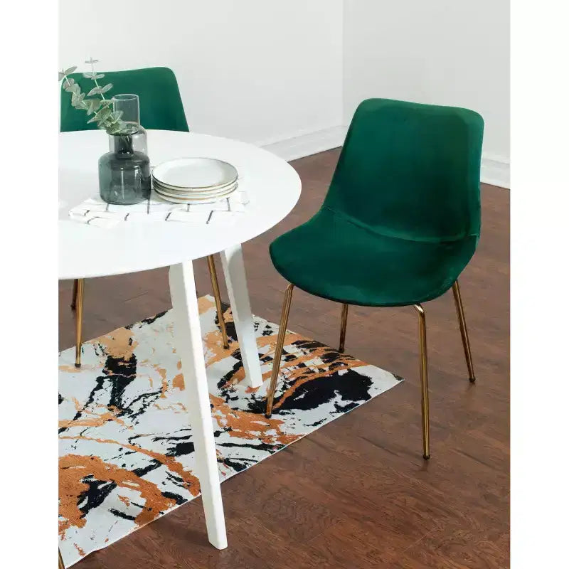 Aufurr Contemporary 3-Piece Dining Set, White Round Dining Table with 2 Chairs