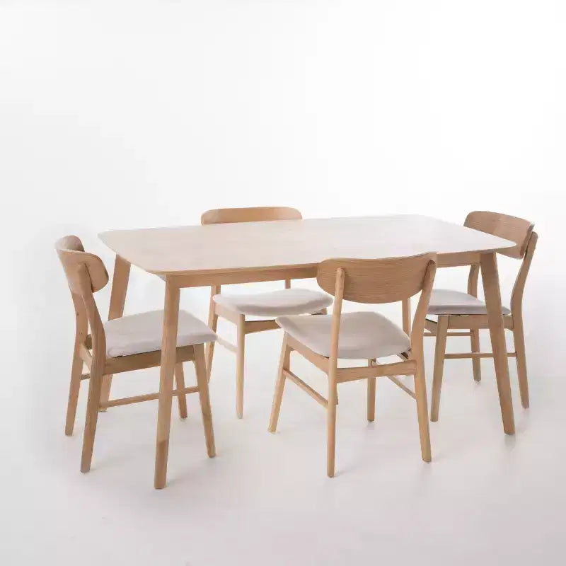 GDFStudio Balfern 5 Pieces Mid Century Modern Upholstered Wood Dining Set