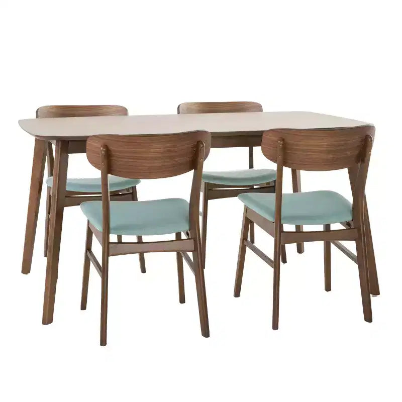 GDFStudio Balfern 5 Pieces Mid Century Modern Upholstered Wood Dining Set