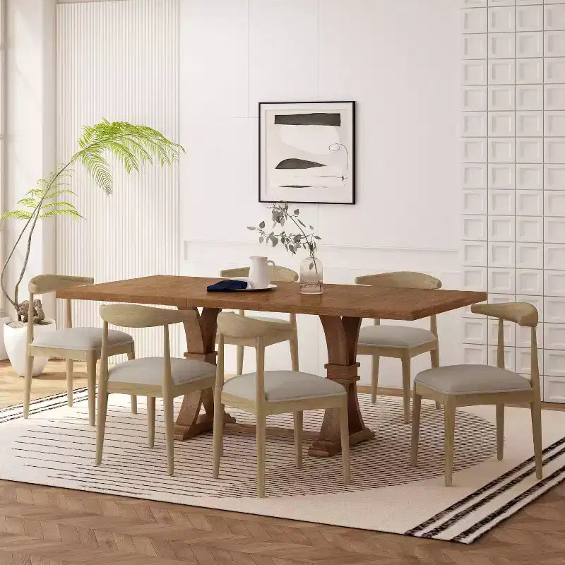 Christopher Knight Home Covey 7 Pieces Contemporary Upholstered Wood Expandable Dining Set
