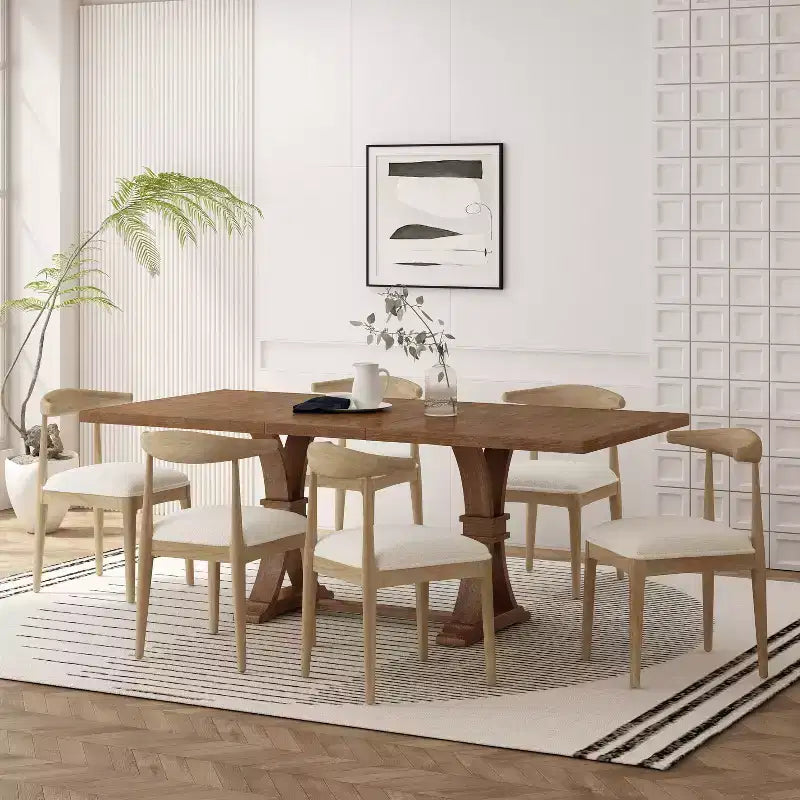 Christopher Knight Home Covey 7 Pieces Contemporary Upholstered Wood Expandable Dining Set