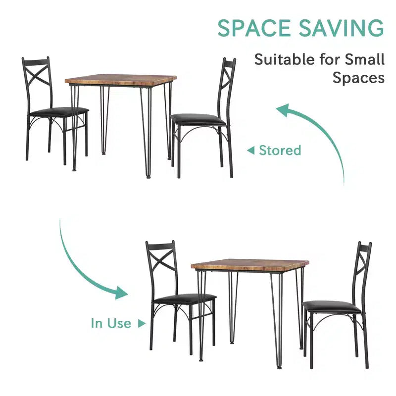 VECELO Dining Table Set, 3/5 Pieces Dining Room Table Set with 2/4 upholstered Chairs for Small Space, Apartment