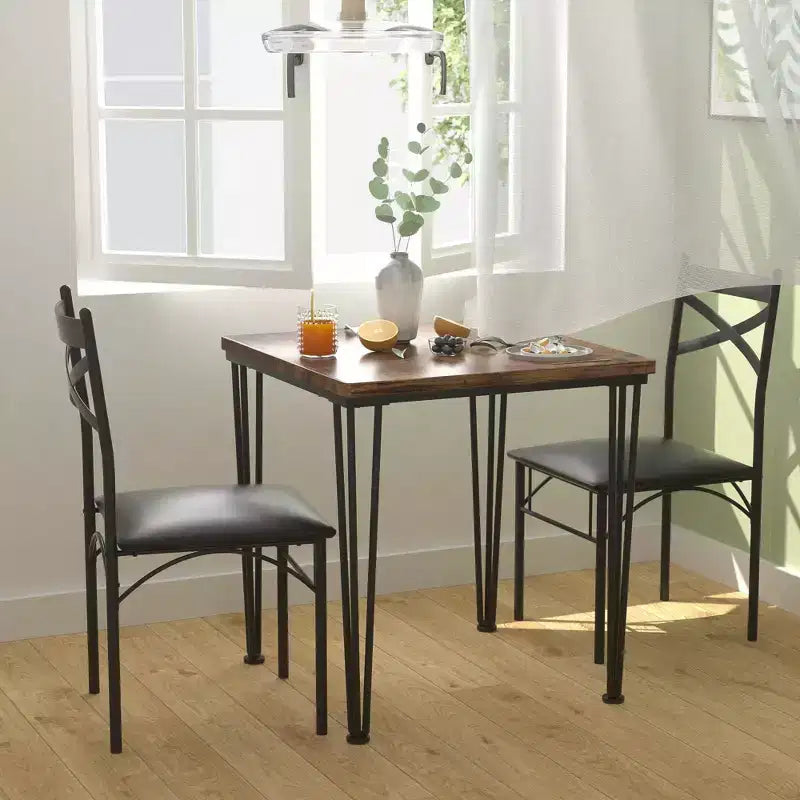 VECELO Dining Table Set, 3/5 Pieces Dining Room Table Set with 2/4 upholstered Chairs for Small Space, Apartment