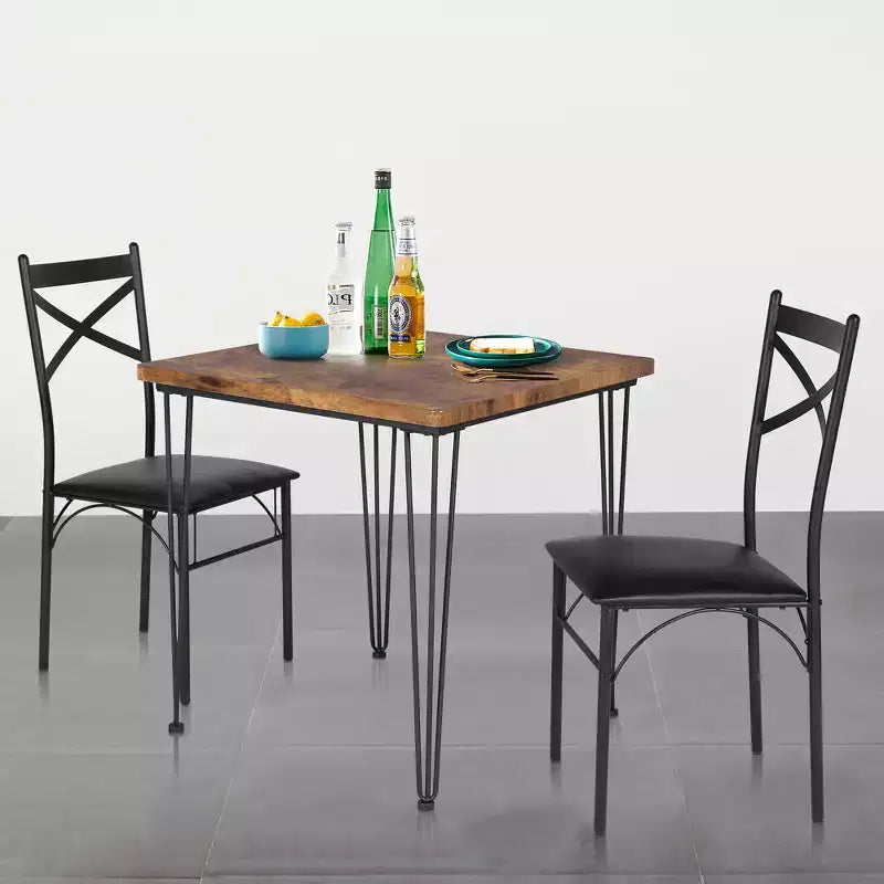 VECELO Dining Table Set, 3/5 Pieces Dining Room Table Set with 2/4 upholstered Chairs for Small Space, Apartment