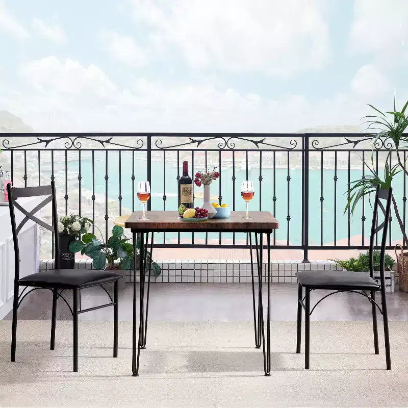 VECELO Dining Table Set, 3/5 Pieces Dining Room Table Set with 2/4 upholstered Chairs for Small Space, Apartment