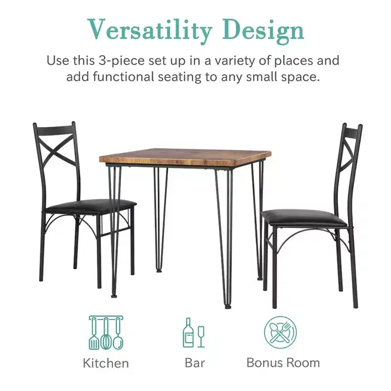 VECELO Dining Table Set, 3/5 Pieces Dining Room Table Set with 2/4 upholstered Chairs for Small Space, Apartment