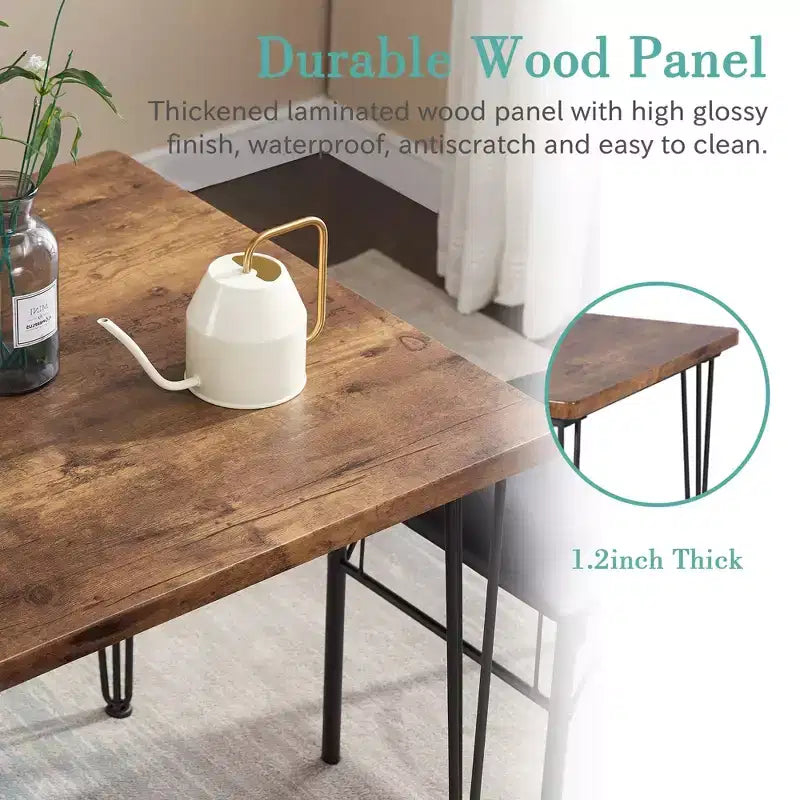 VECELO Dining Table Set, 3/5 Pieces Dining Room Table Set with 2/4 upholstered Chairs for Small Space, Apartment