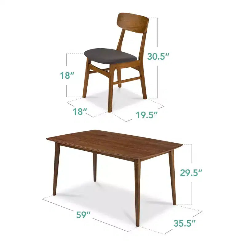 Best Choice Products 7-Piece Mid-Century Modern Upholstered Dining Set, Wooden Table w/ 6 Chairs