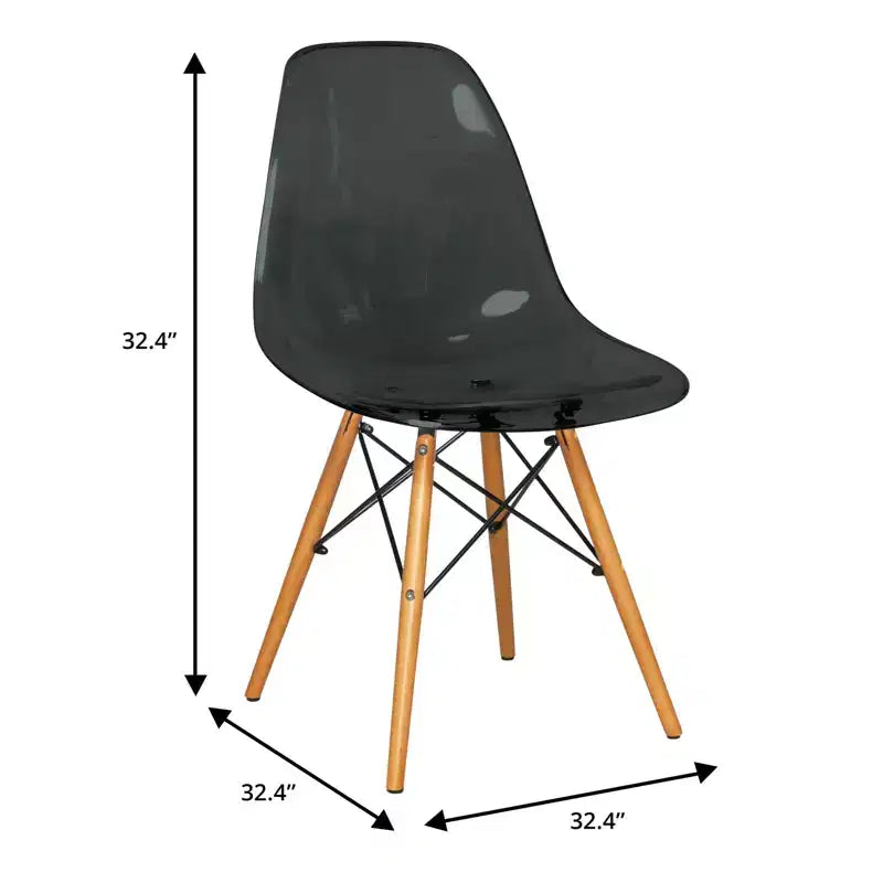 LeisureMod Dover 3-Piece Dining Set  Round Black MDF Bistro Table with 2 Plastic Chairs, Modern Kitchen, Dining Room, Small Space, Cafe Seating