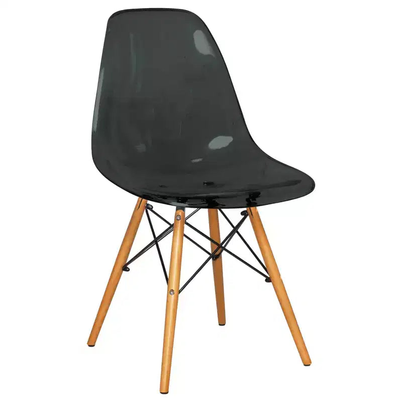 LeisureMod Dover 3-Piece Dining Set  Round Black MDF Bistro Table with 2 Plastic Chairs, Modern Kitchen, Dining Room, Small Space, Cafe Seating