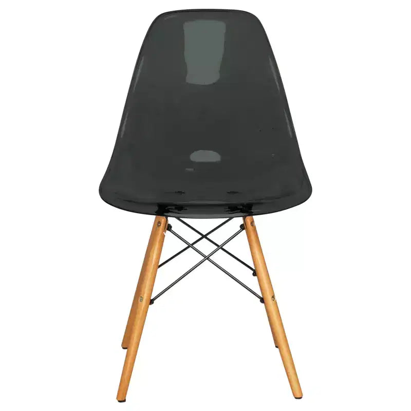LeisureMod Dover 3-Piece Dining Set  Round Black MDF Bistro Table with 2 Plastic Chairs, Modern Kitchen, Dining Room, Small Space, Cafe Seating