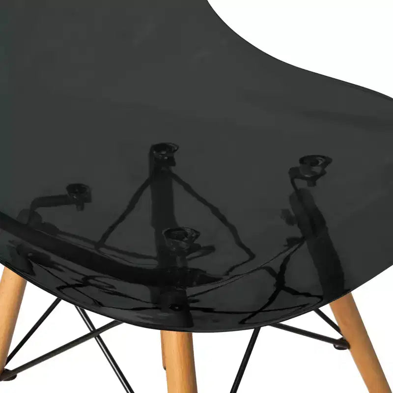 LeisureMod Dover 3-Piece Dining Set  Round Black MDF Bistro Table with 2 Plastic Chairs, Modern Kitchen, Dining Room, Small Space, Cafe Seating