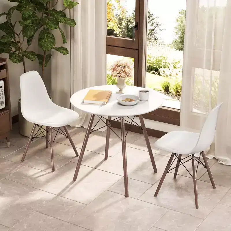 Costway Dining Table Set Modern 5 PCS For 4 Round Dining Room Table Set with Solid Wood Leg Black/Brown/White