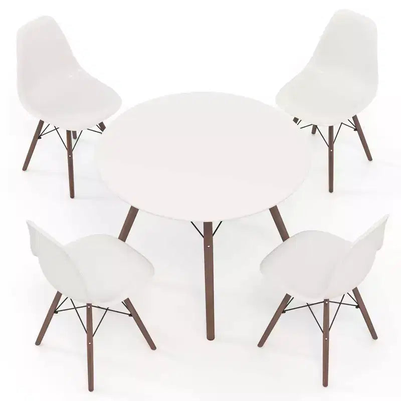 Costway Dining Table Set Modern 5 PCS For 4 Round Dining Room Table Set with Solid Wood Leg Black/Brown/White