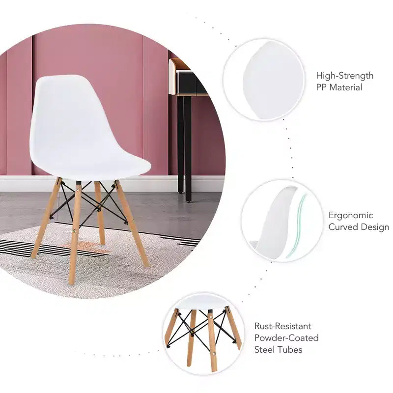Costway Dining Table Set Modern 5 PCS For 4 Round Dining Room Table Set with Solid Wood Leg Black/Brown/White