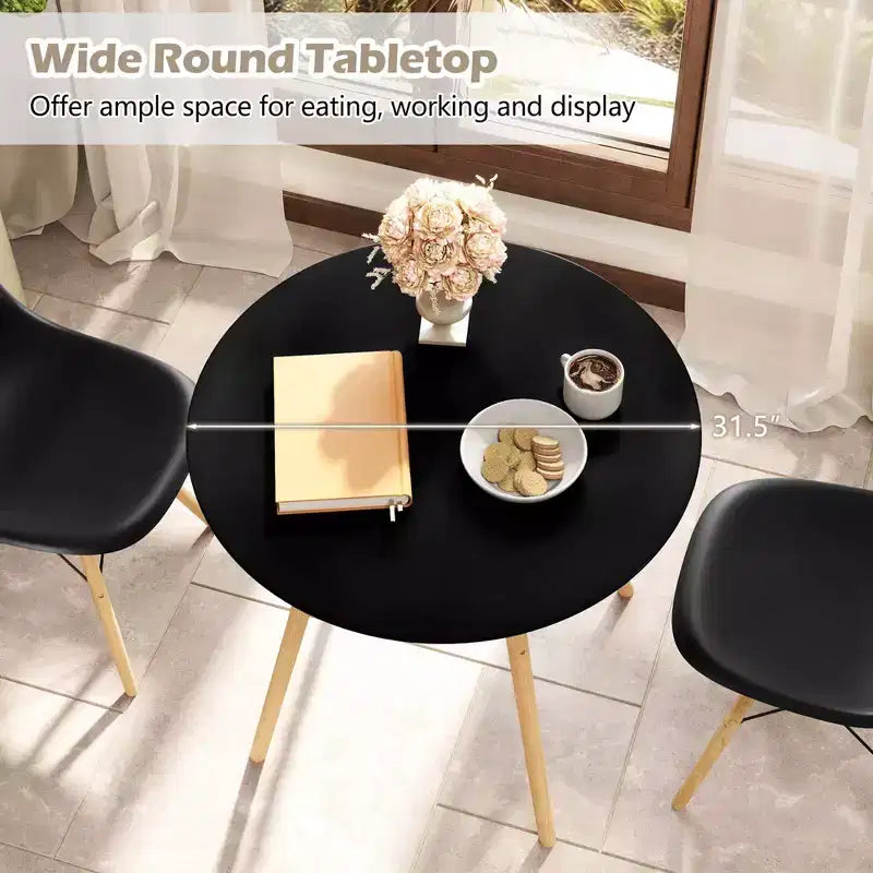 Costway Dining Table Set Modern 5 PCS For 4 Round Dining Room Table Set with Solid Wood Leg Black/Brown/White