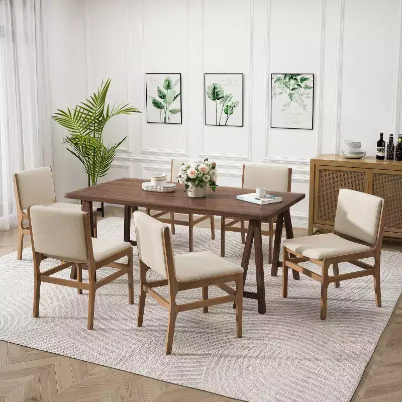Christopher Knight Home Havenwood 7-Piece Fabric and Rubberwood Dining Set