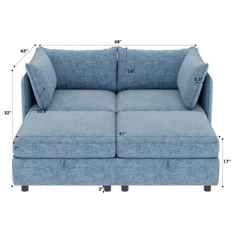 Christopher Knight Home Penny Versatile 68 Modular Storage Loveseat with Two Ottomans