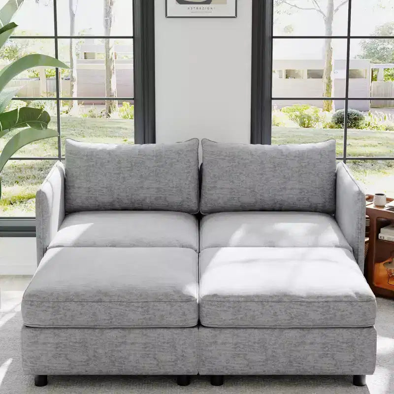 Christopher Knight Home Penny Versatile 68 Modular Storage Loveseat with Two Ottomans