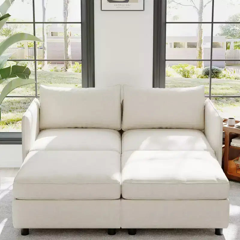 Christopher Knight Home Penny Versatile 68 Modular Storage Loveseat with Two Ottomans