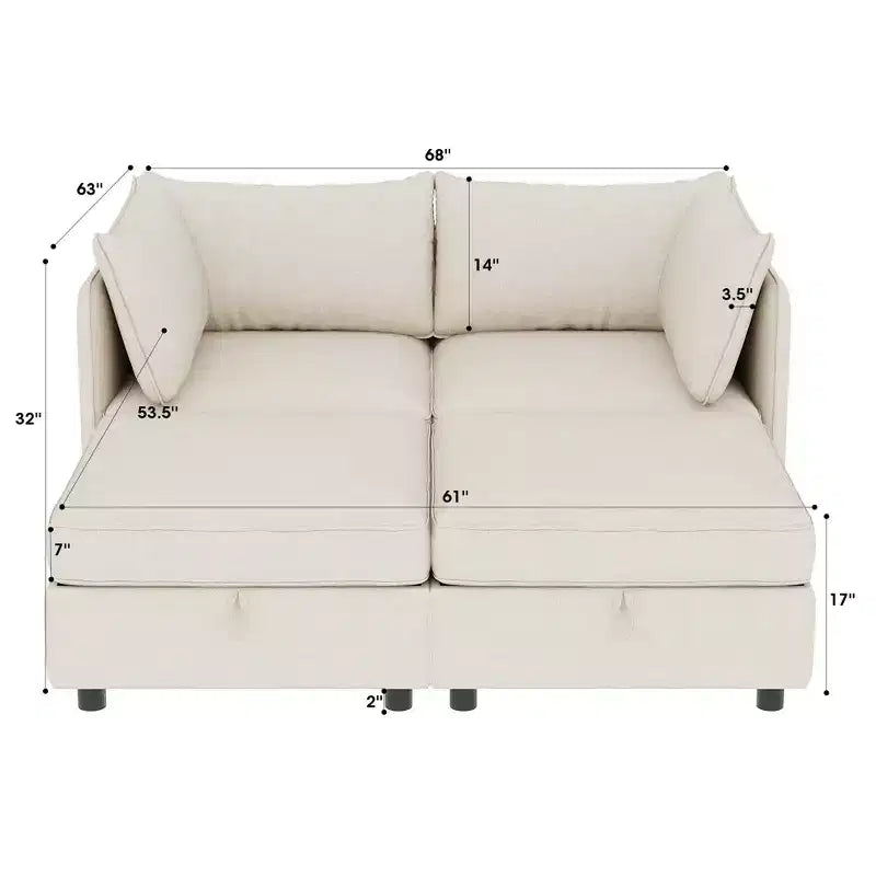 Christopher Knight Home Penny Versatile 68 Modular Storage Loveseat with Two Ottomans