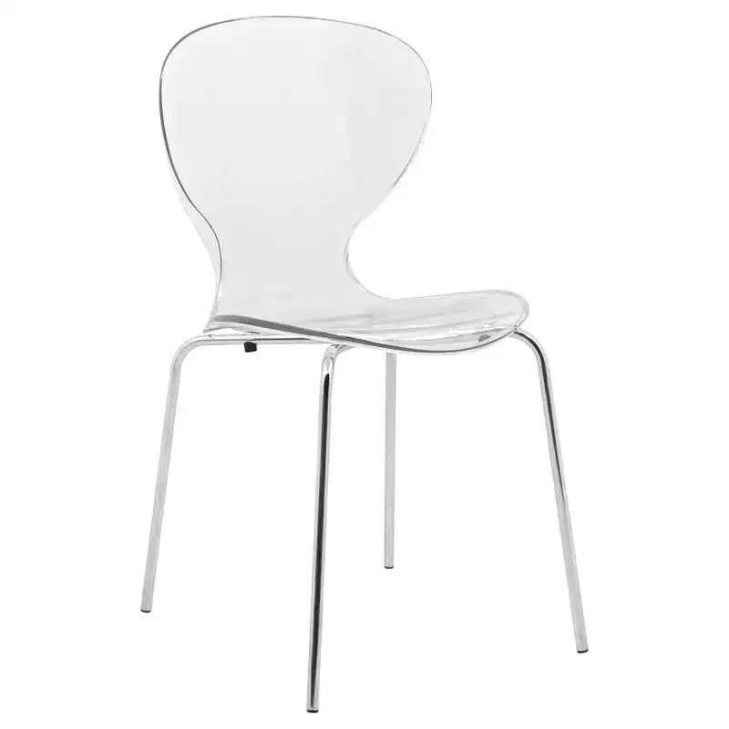 LeisureMod Bristol 5-Piece White Dining Room Set - Round Table and 4 Ergonomic Plastic Dining Chairs