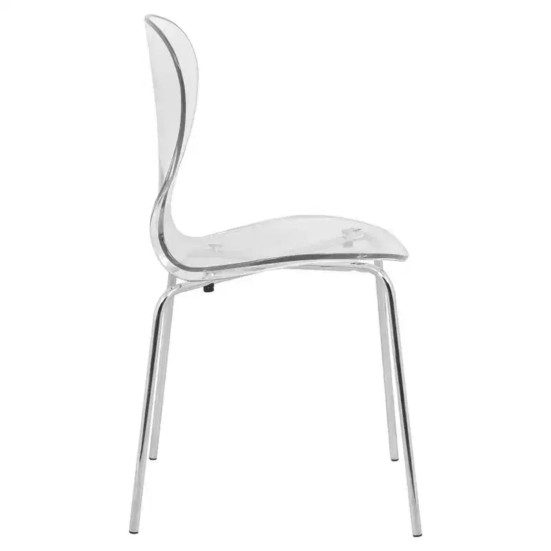 LeisureMod Bristol 5-Piece White Dining Room Set - Round Table and 4 Ergonomic Plastic Dining Chairs