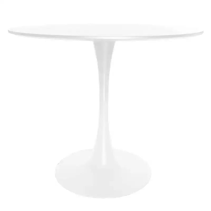 LeisureMod Bristol 5-Piece White Dining Room Set - Round Table and 4 Ergonomic Plastic Dining Chairs