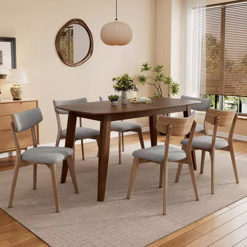 Christopher Knight Home Walton 7 Pieces Mid-Century Modern Rubberwood Upholstered Dining Set
