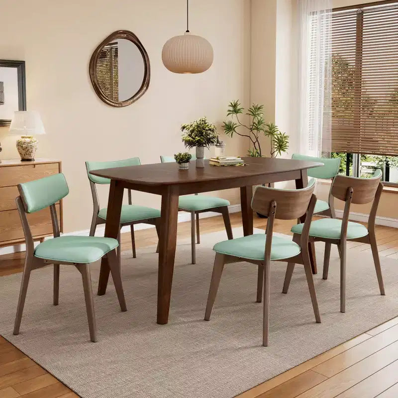 Christopher Knight Home Walton 7 Pieces Mid-Century Modern Rubberwood Upholstered Dining Set