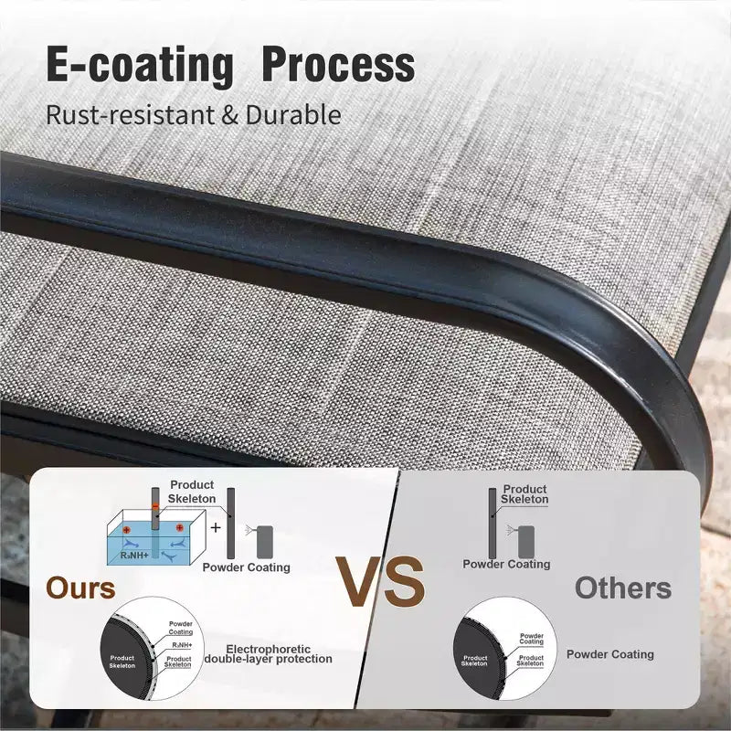 Captiva Designs 7pc Outdoor Patio Rectangle Metal Dining Table & Grayish Brown Textilene Swivel Chairs