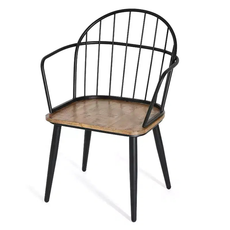 5 Piece Dining Table Set Dining Set with 4 Dining Chairs and Round/Square Table, Black+Natural/Walnut-ModernLuxe