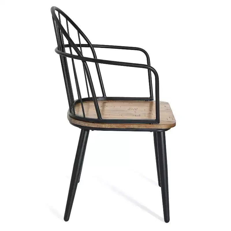 5 Piece Dining Table Set Dining Set with 4 Dining Chairs and Round/Square Table, Black+Natural/Walnut-ModernLuxe