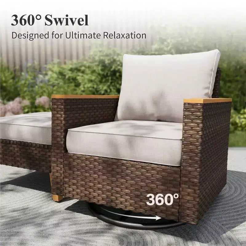 Captiva Designs 12pc Wicker Outdoor Patio Rattan Sectional Conversation Set with Cushioned Ottoman