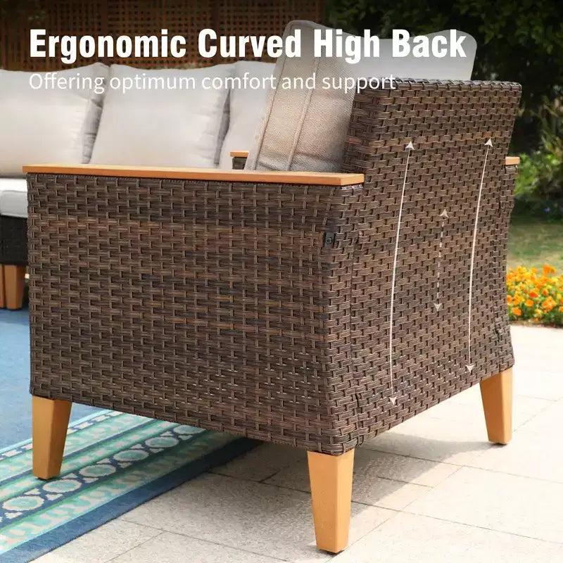 Captiva Designs 12pc Wicker Outdoor Patio Rattan Sectional Conversation Set with Cushioned Ottoman