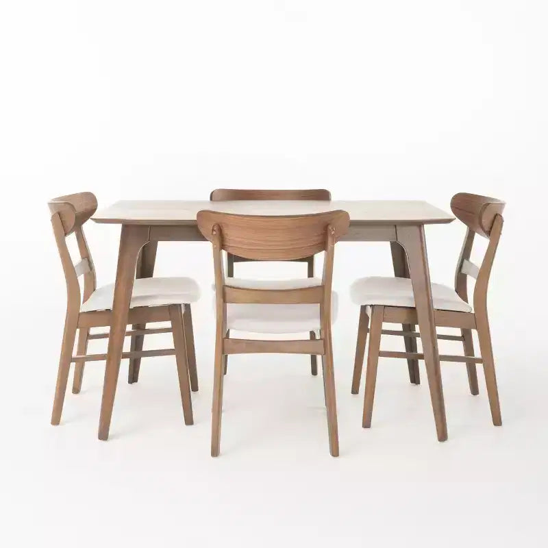 Christopher Knight Home Bryner Mid Century Modern Fabric Upholstered Wood 5 Piece Dining Set
