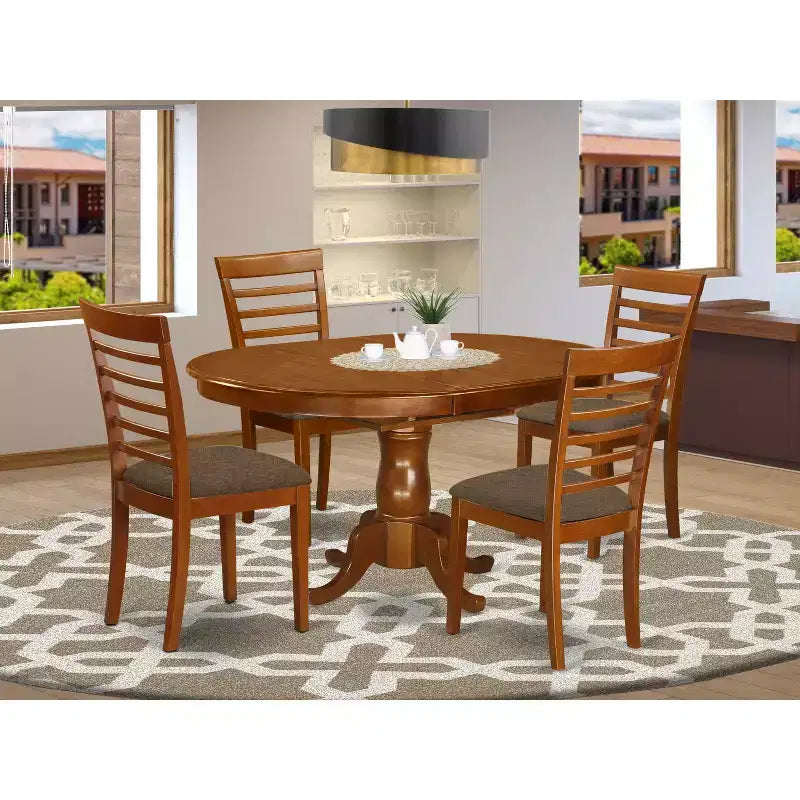 Portland Oval Dining Set Saddle Brown Table With Chairs