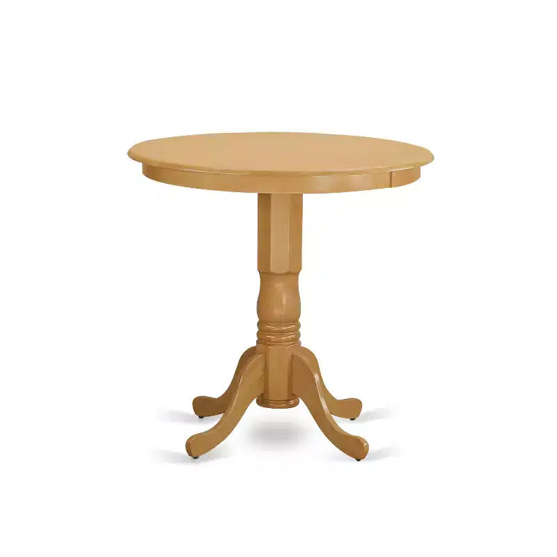 HomeStock JAPB5-OAK-W 5 Piece Counter Height Dining Set Round Table 4 Chairs Oak