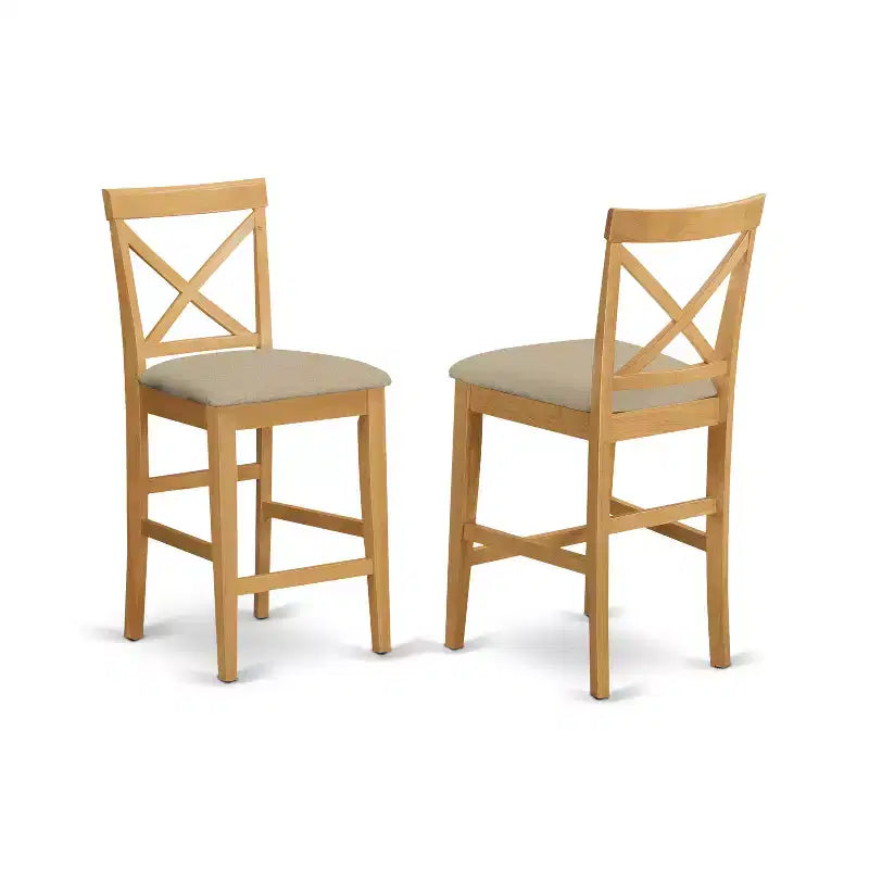 HomeStock JAPB5-OAK-W 5 Piece Counter Height Dining Set Round Table 4 Chairs Oak