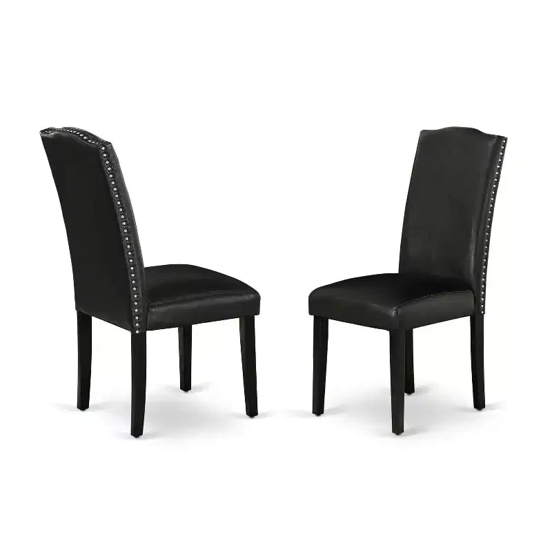 HomeStock 7 Piece Dining Table Set Modern Black Finish