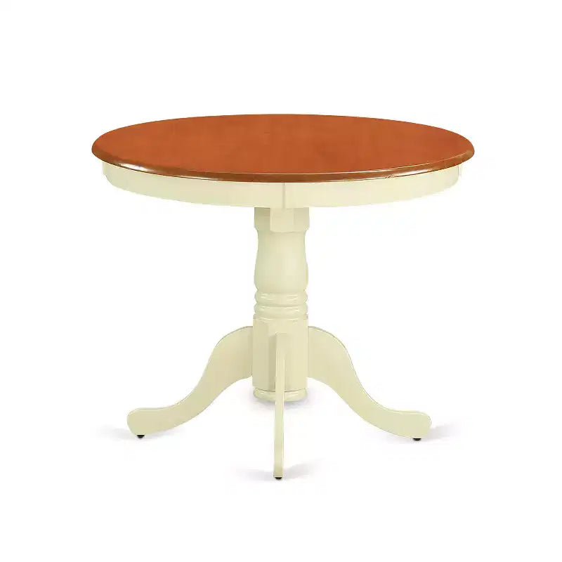 HomeStock ANCL3 Round 36 Inch Table and 2 Chair Set Buttermilk Cherry