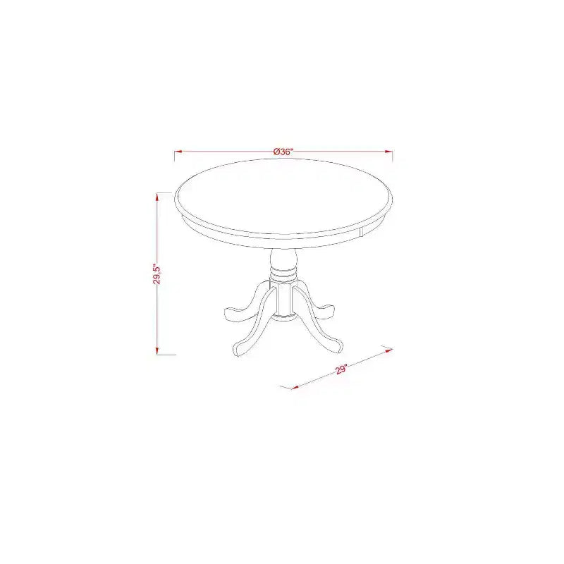 HomeStock Anab3 Oak 55 Piece Rounded 36 Inch Dinette Table And Two Parson Chair