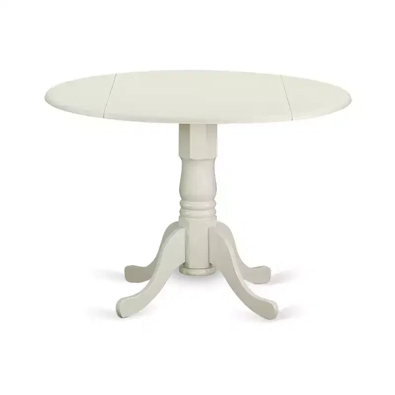 HomeStock Round Dining Table Set Linen White Parson Chairs Modern