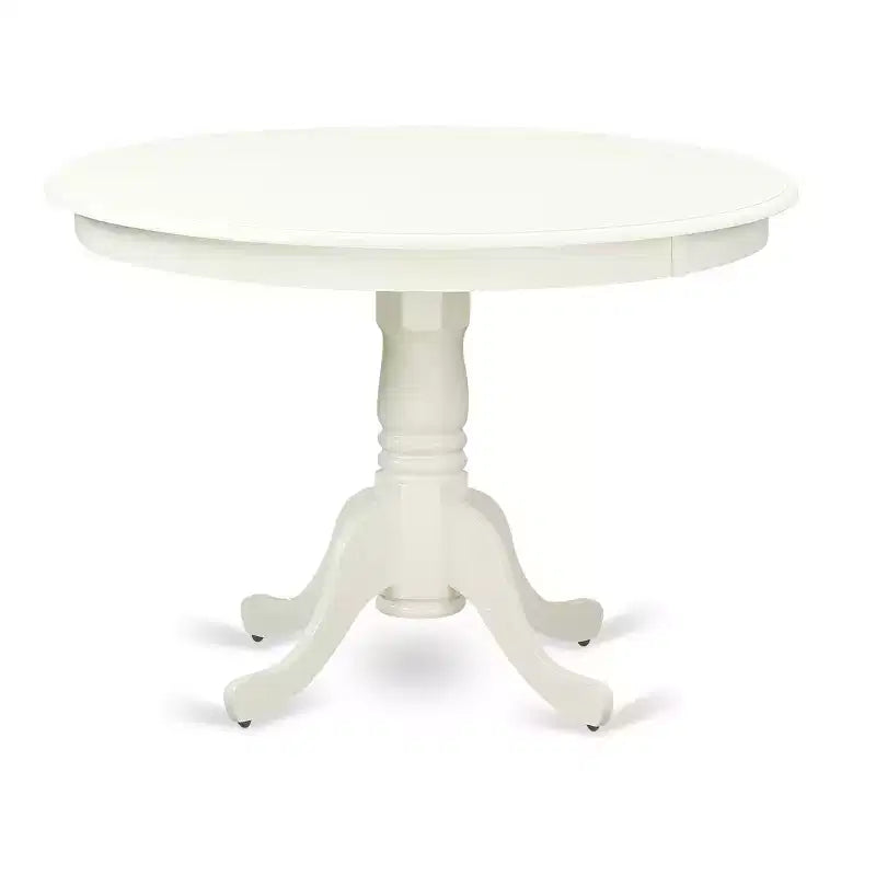 HomeStock 5 Piece Round Pedestal Dining Set Linen White Doeskin