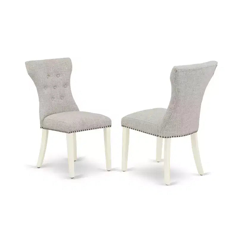 HomeStock 5 Piece Round Pedestal Dining Set Linen White Doeskin