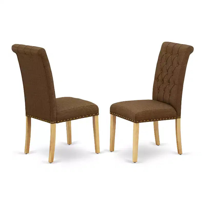 HomeStock 5 Piece Oak Linen Fabric Dining Room Set